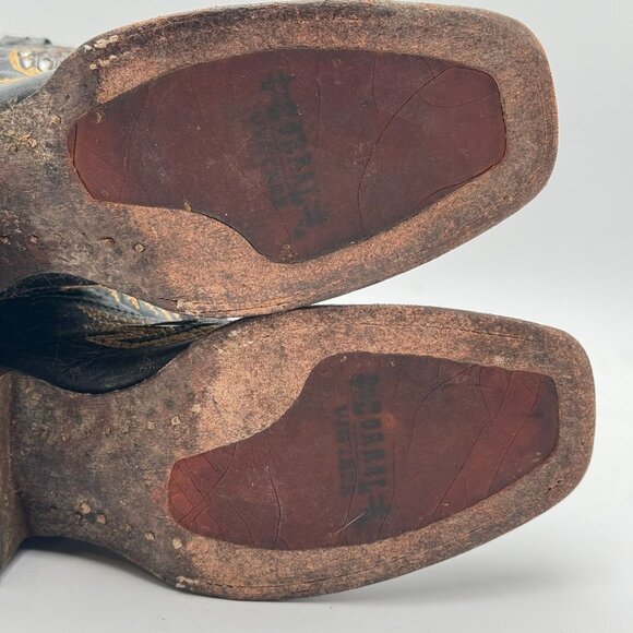 Corral Vintage Mens 10M Cowboy Boots Square Toe Western Embroidered Wings Cross - Picture 9 of 12